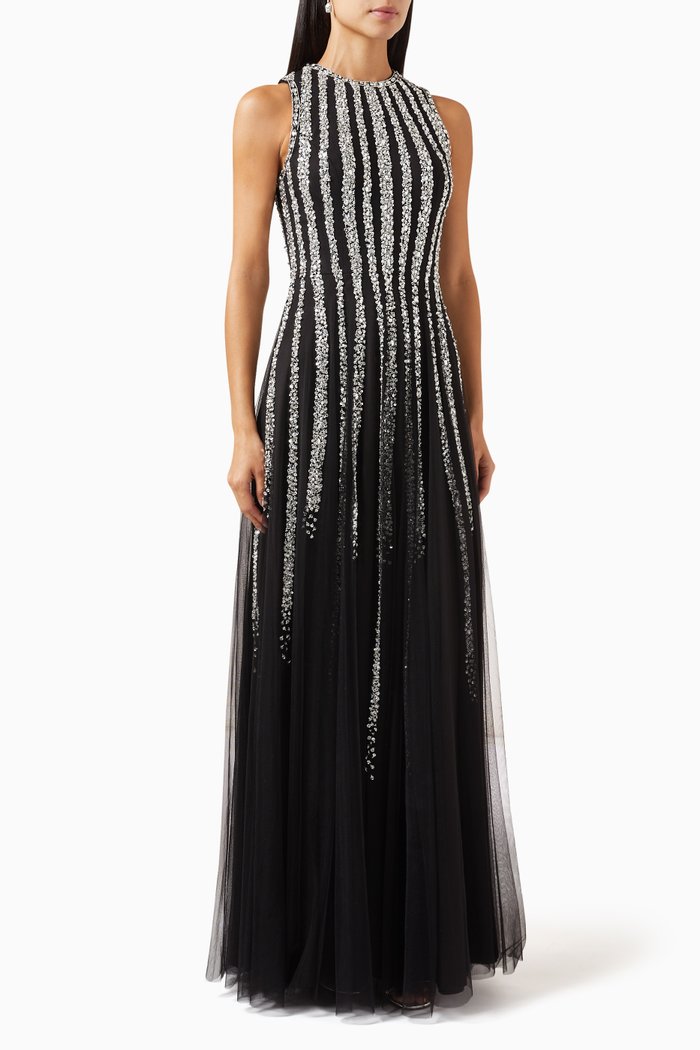 

Sequin-embellished Maxi Dress, Black