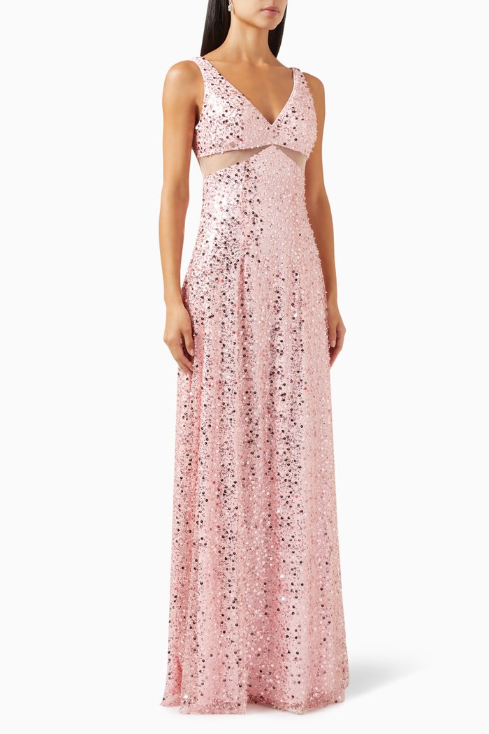 

Sequin-embellished Cut-out Gown, Pink