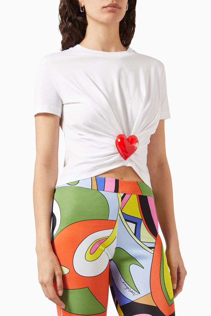 

Inflatable Heart Crop T-shirt in Jersey, White