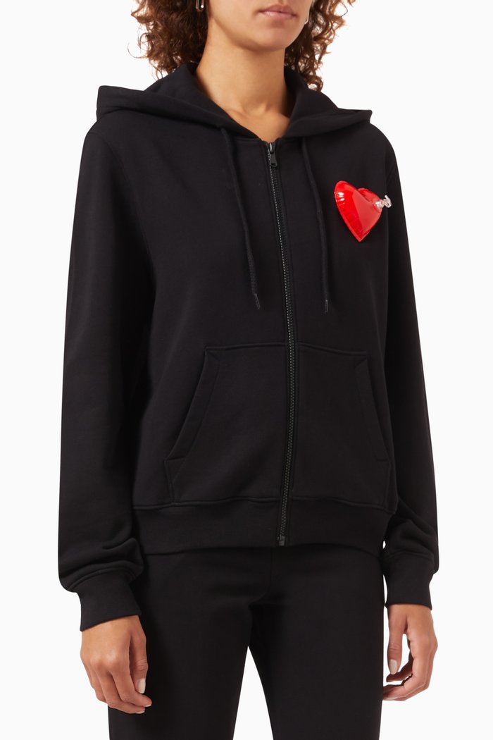 Inflatable Heart Hoodie in Jersey, Black