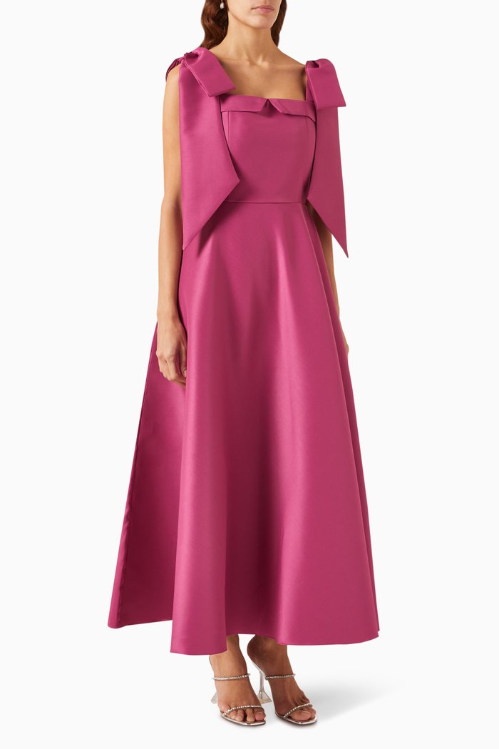 

Bow-detailed Maxi Dress in Satin, Pink