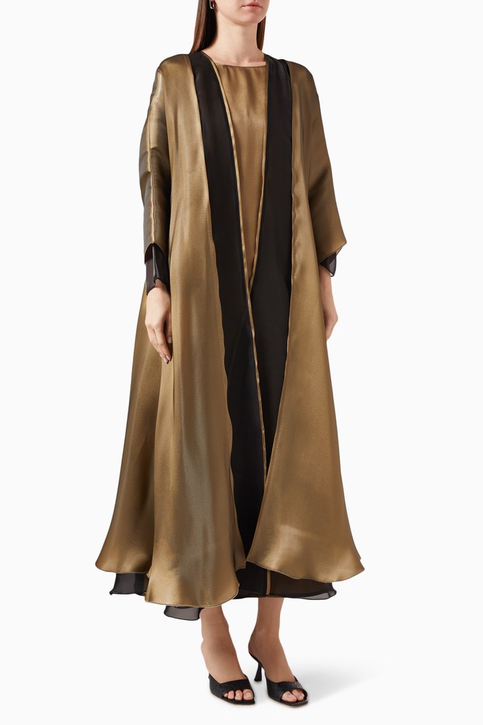 

Reflective Abaya Set in Organza, Gold