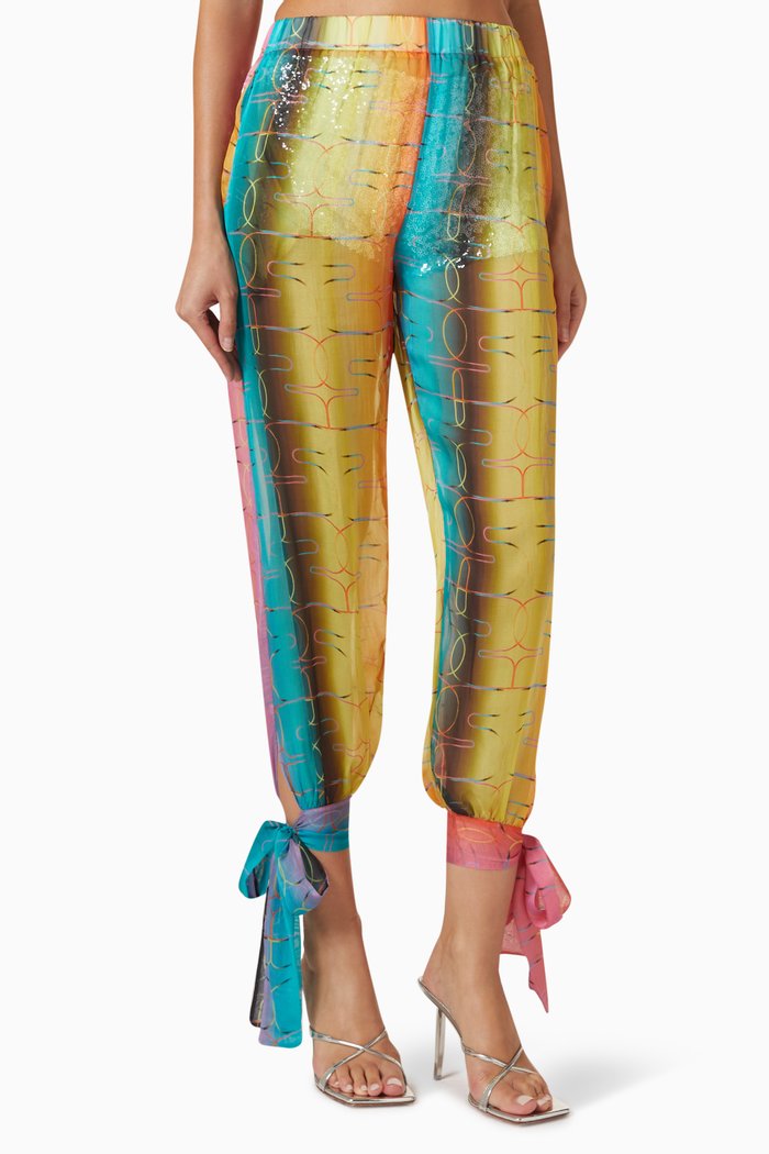 

Shal and Dash Degrade Tie-up Cuff Pants, Multicolour