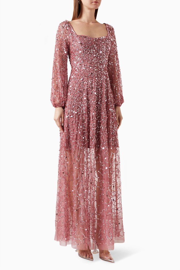 

Embellished Babydoll Maxi Dress, Pink