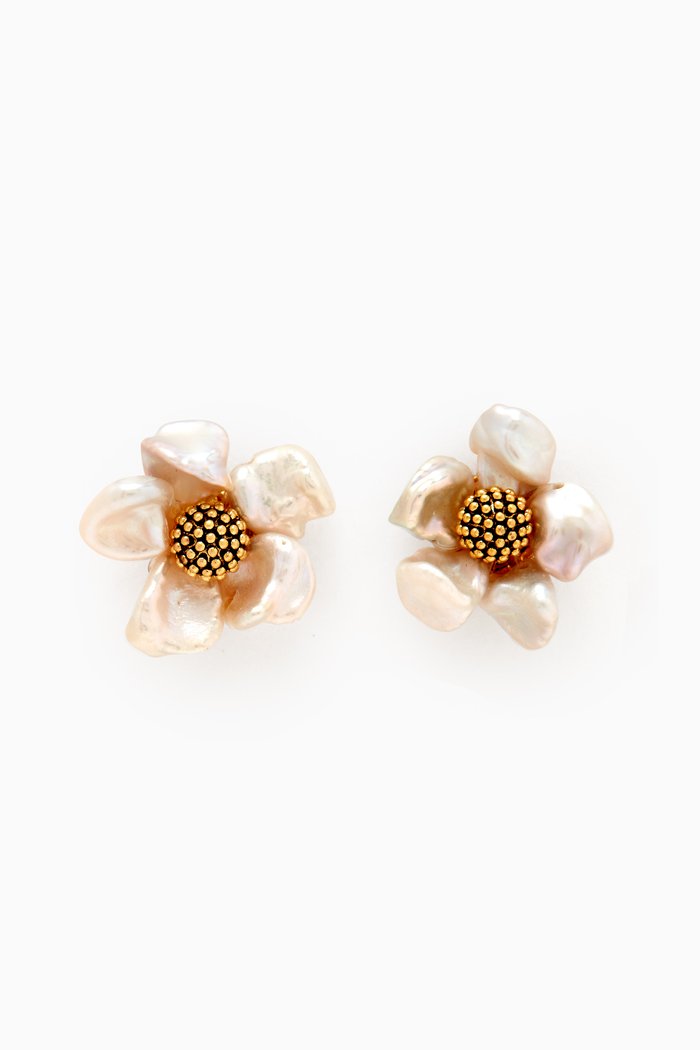

Floral Frenzy Studs in Gold-plated Brass, Neutral