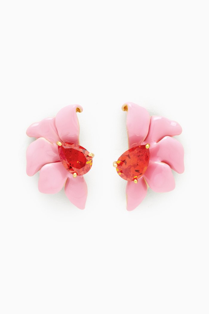 

Floral Frenzy Studs in Gold-plated Brass, Pink