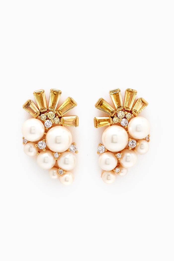 

Rain or Shine Cluster Studs in Gold-plated Brass, White
