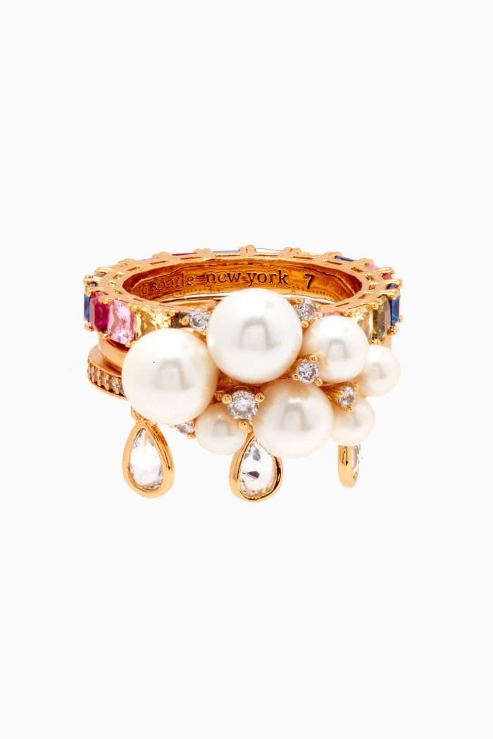 

Rain or Shine Stacking Ring in Gold-plated Brass, White
