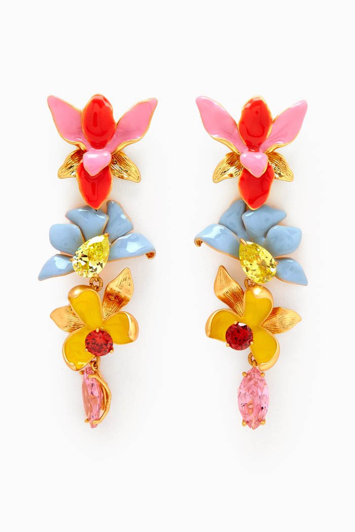 

Statement Earrings in Gold-plated Brass, Multicolour