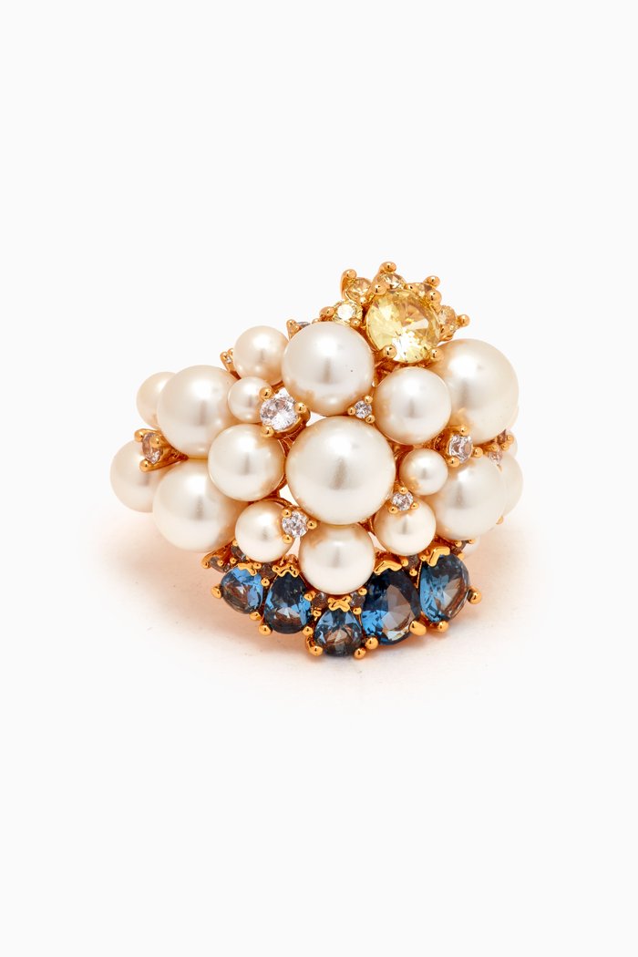 

Statement Ring in Gold-plated Brass, White