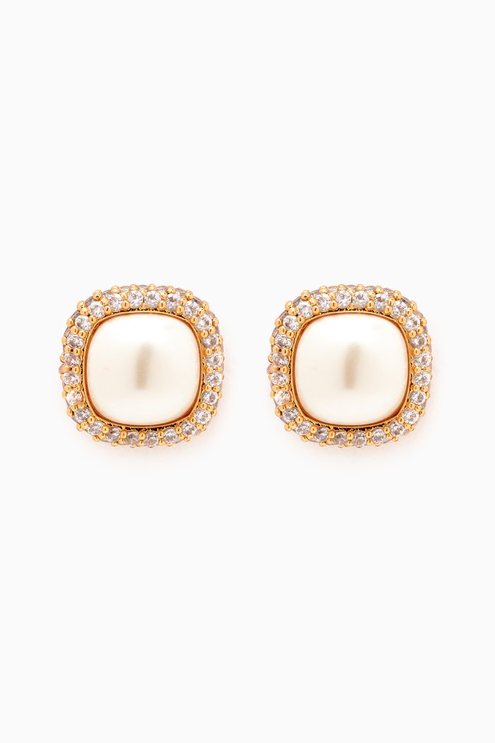 

Square Stud Earrings in Gold-plated Brass, Neutral