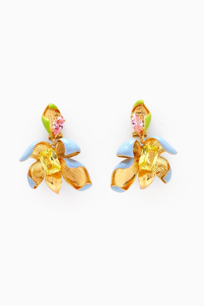 

Floral Frenzy Earrings in Gold-plated Brass, Multicolour