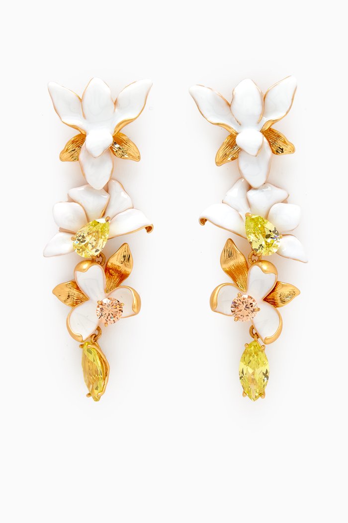 

Statement Earrings in Gold-plated Brass, White