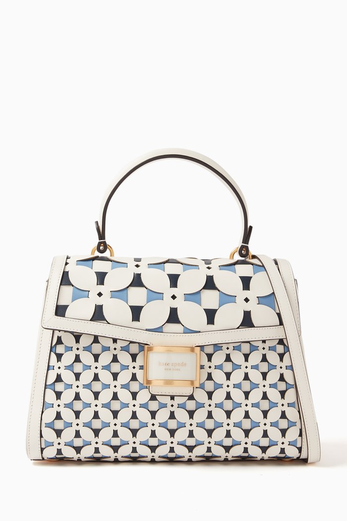 

Medium Katy Patio Tile Top-handle Bag in Leather, Neutral