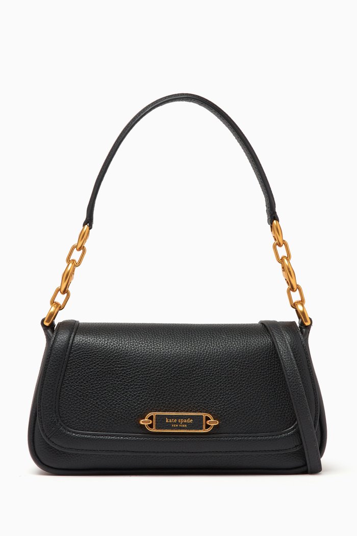 

Gramercy Small Flap Shoulder Bag in Leather, Black