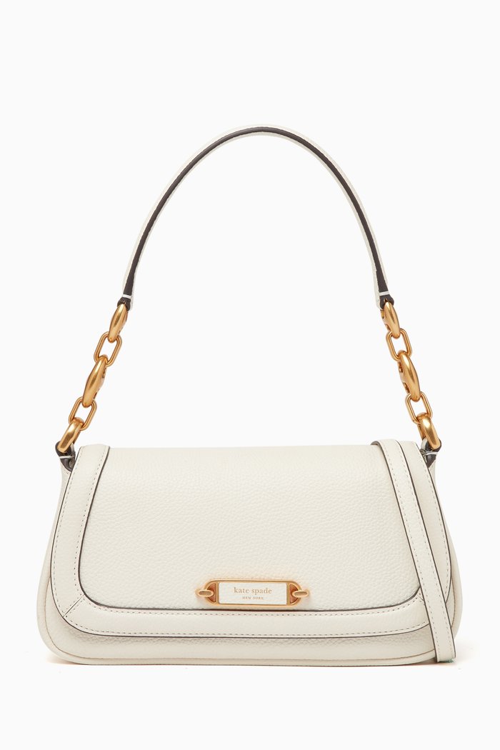 

Gramercy Small Flap Shoulder Bag in Leather, White