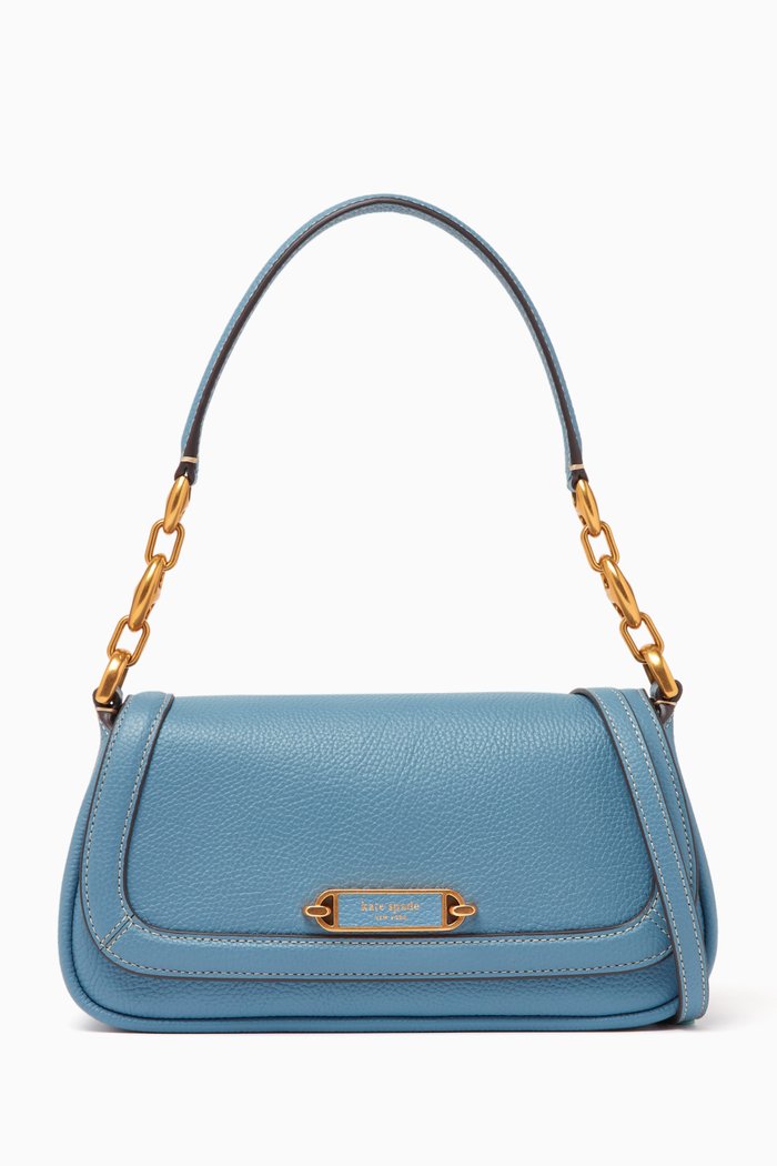 

Gramercy Small Flap Shoulder Bag in Leather, Blue
