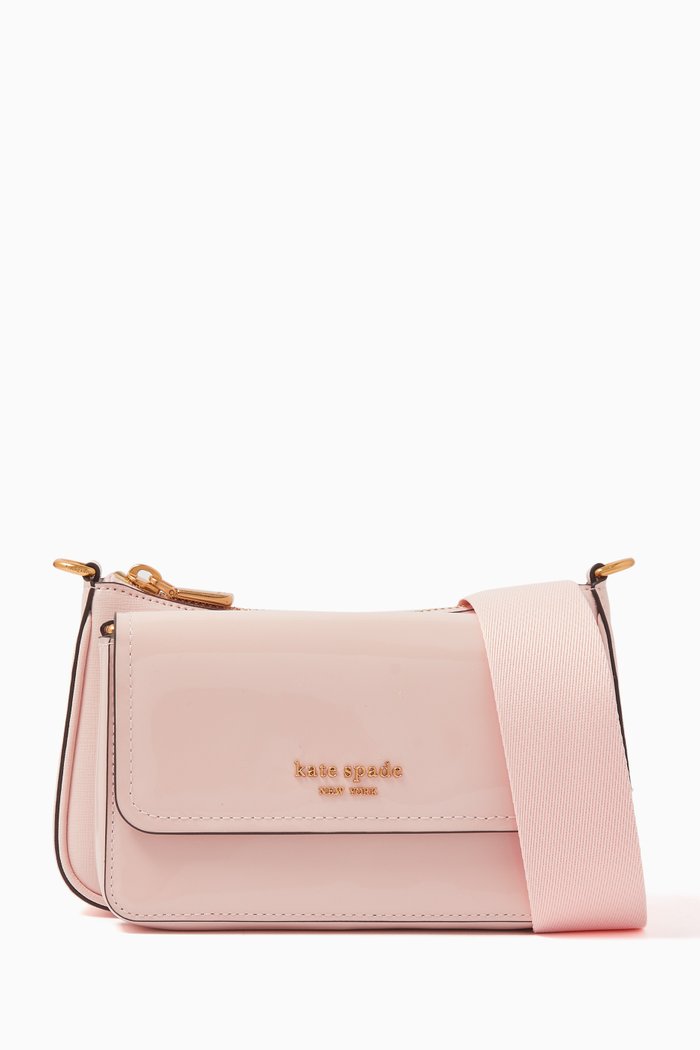 Convertible Crossbody Bag in Patent Leather, Pink