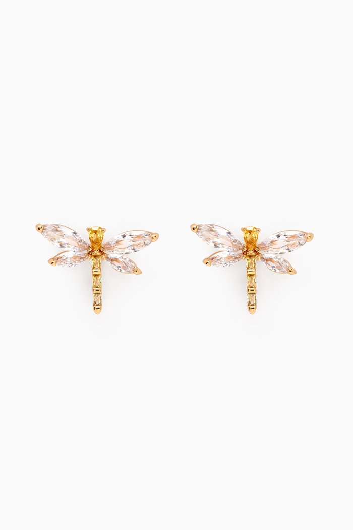 

Dragonfly Studs in Gold-plated Brass, Neutral