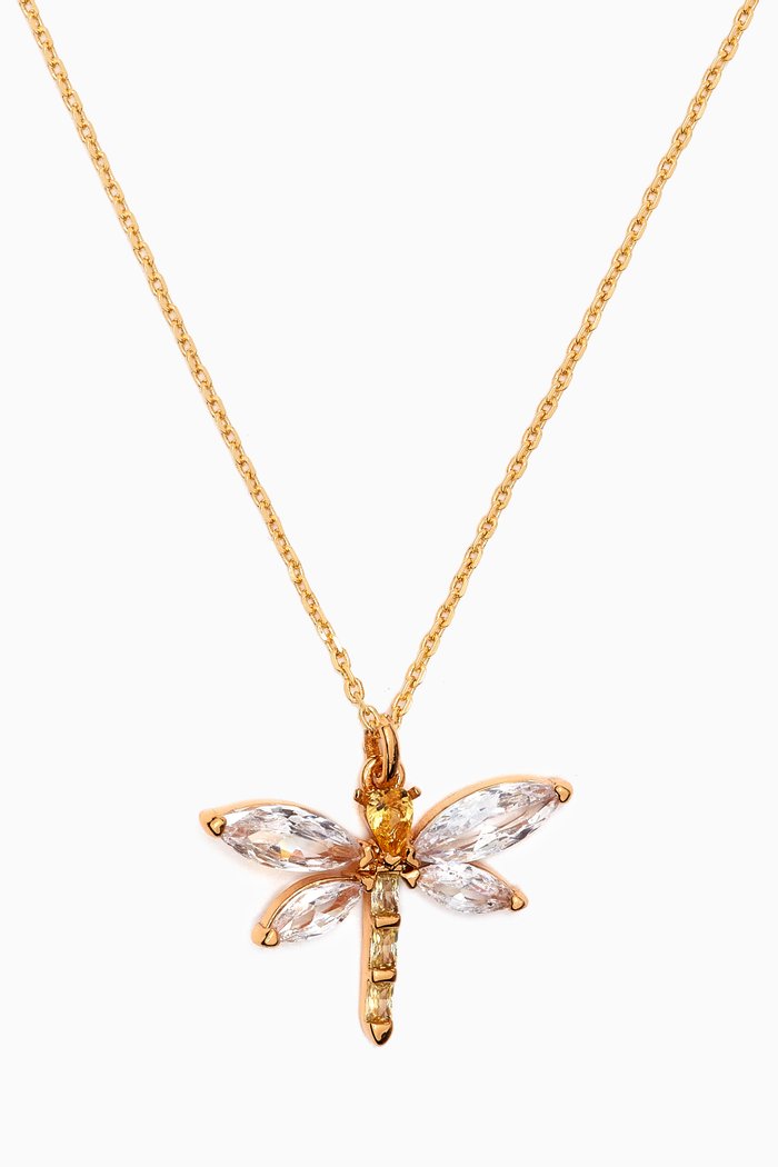 

Dragonfly Pendant Necklace in Gold-plated Brass, Neutral
