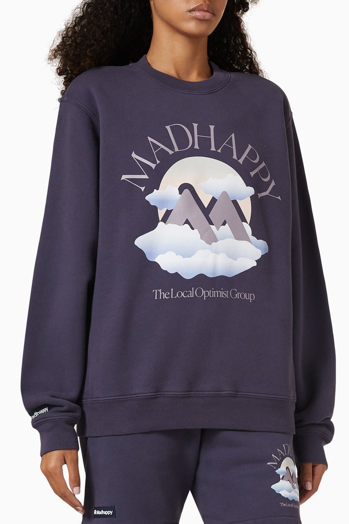 

Outdoors Printed Sweatshirt in Cotton-fleece, Blue