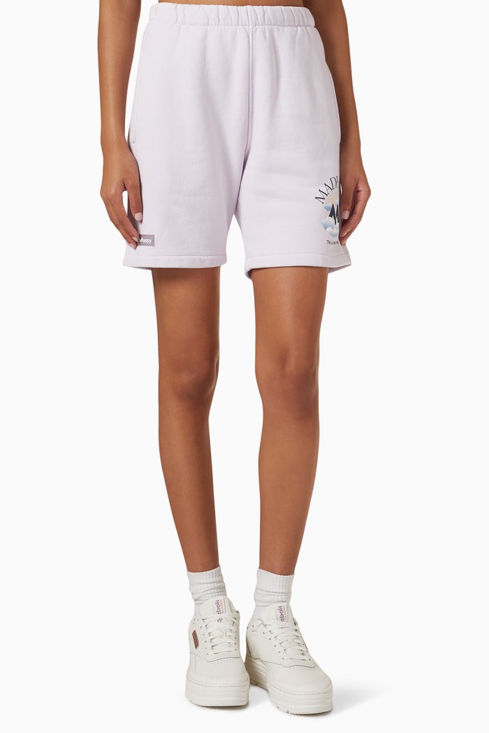 

Outdoors Printed Shorts in Cotton-fleece, Purple