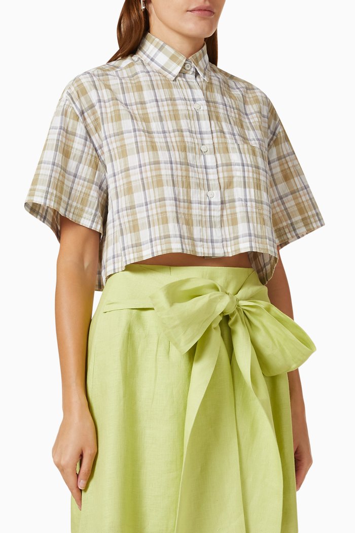 

Lisa Checked Crop Top in Cotton-blend, Multicolour