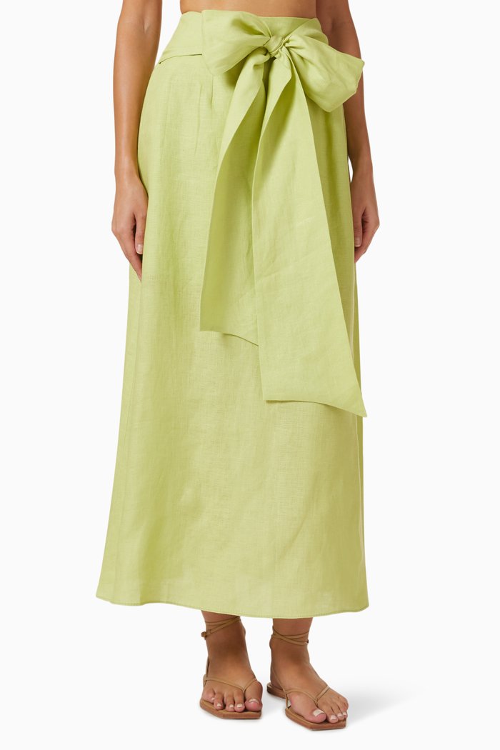 

Tina Maxi Skirt in Linen, Green