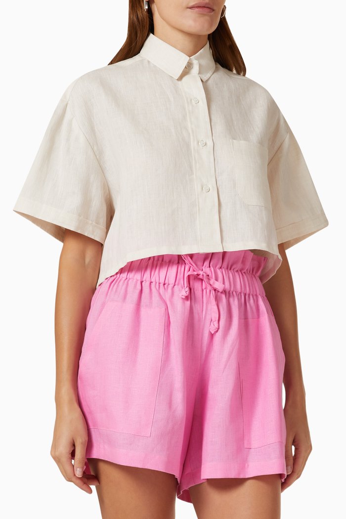 

Lisa Crop Shirt in Linen, Neutral
