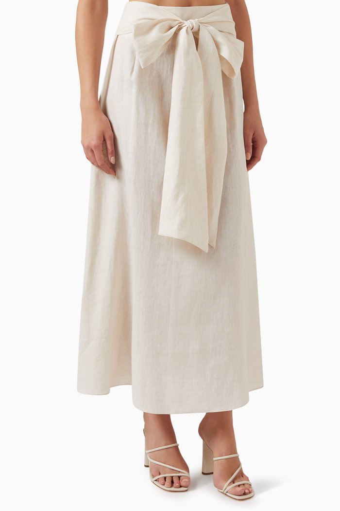 

Tina Maxi Skirt in Linen, Neutral