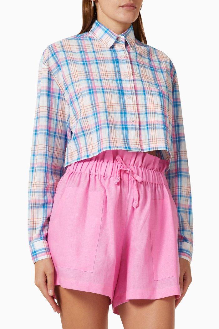 

Karlie Checked Crop Shirt in Cotton-blend, Multicolour