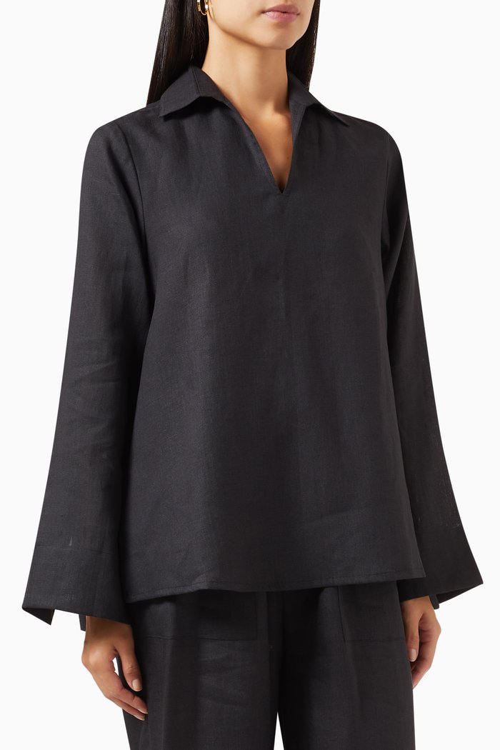 

Lila Top in Linen, Black