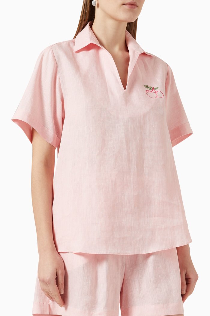 

Ahra Top in Linen, Pink