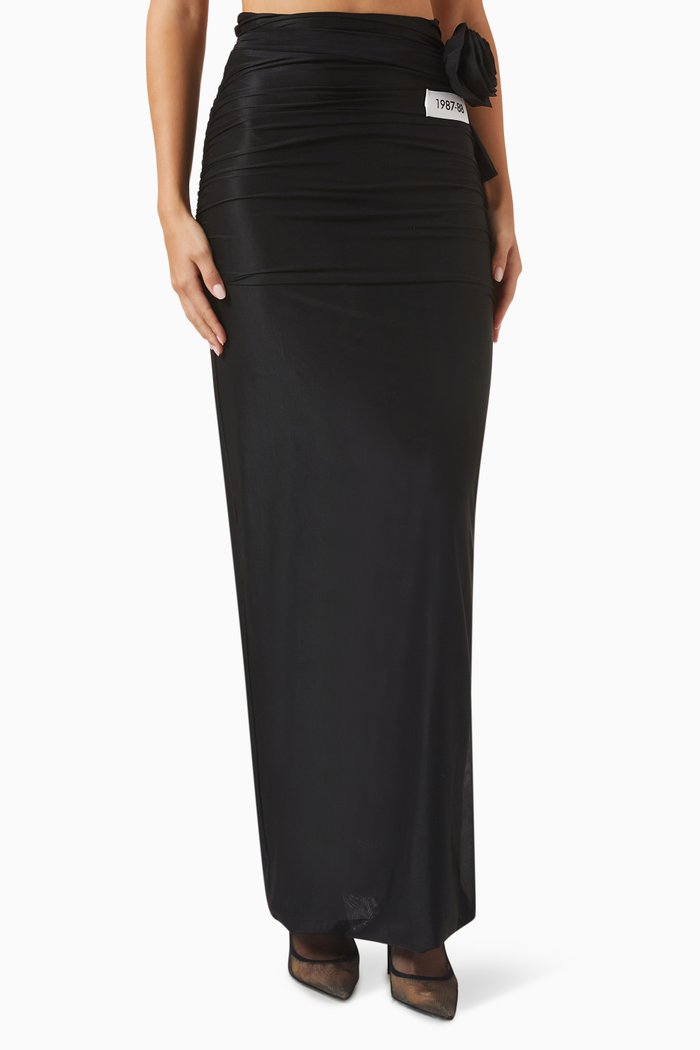 

x Kim Rose-belt Maxi Skirt in Spandex-jersey, Black