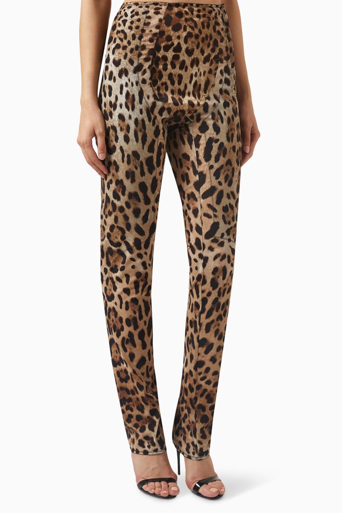 

x Kim Leopard-print High-rise Pants in Marquisette, Brown