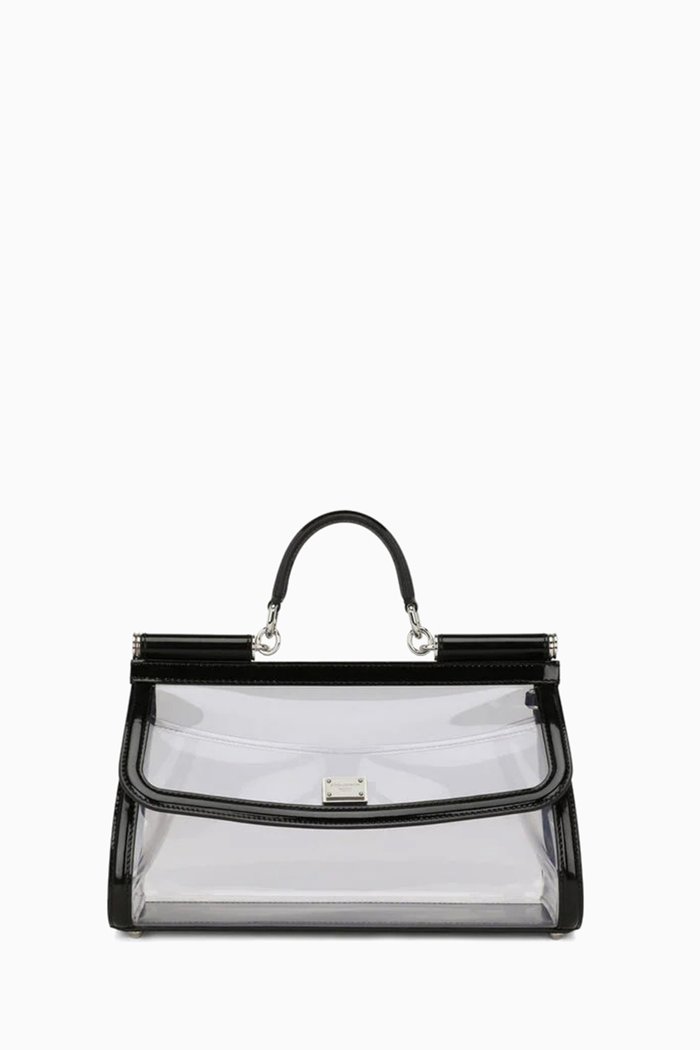 x KIM Sicily Long Medium Top Handle Bag in PVC, Black