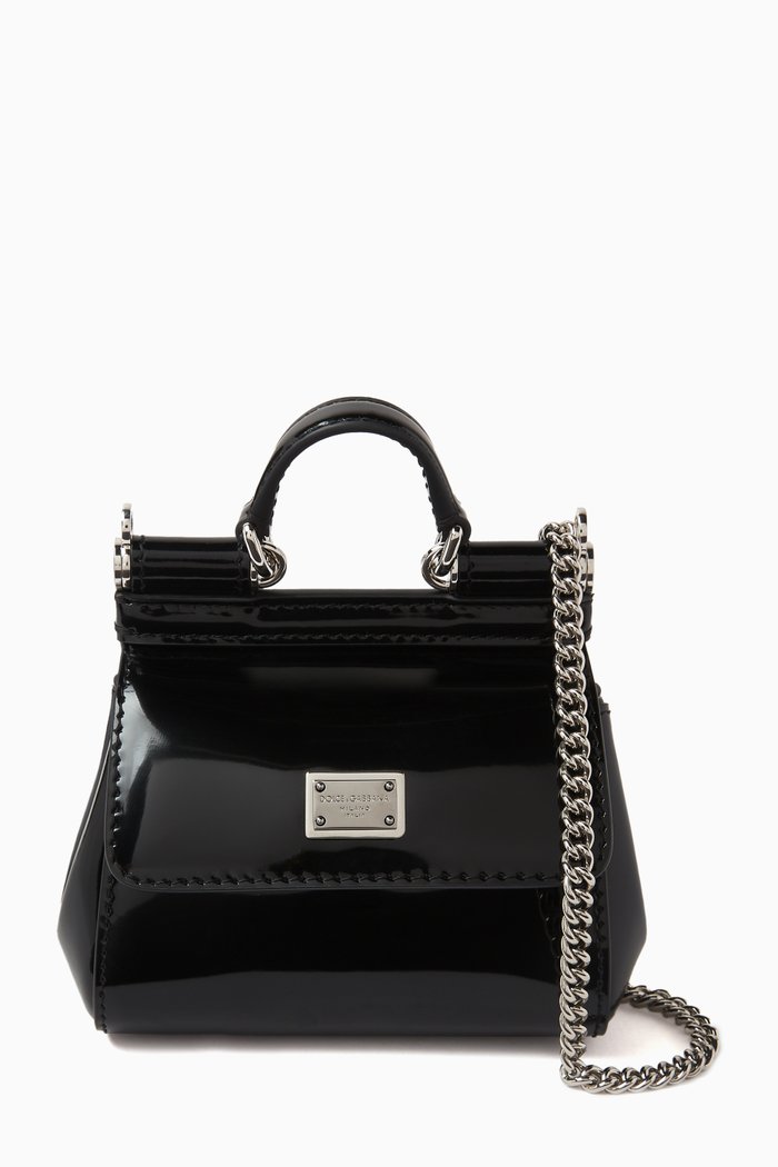 

x KIM Mini Sicily Top-handle Bag in Polished Calfskin, Black