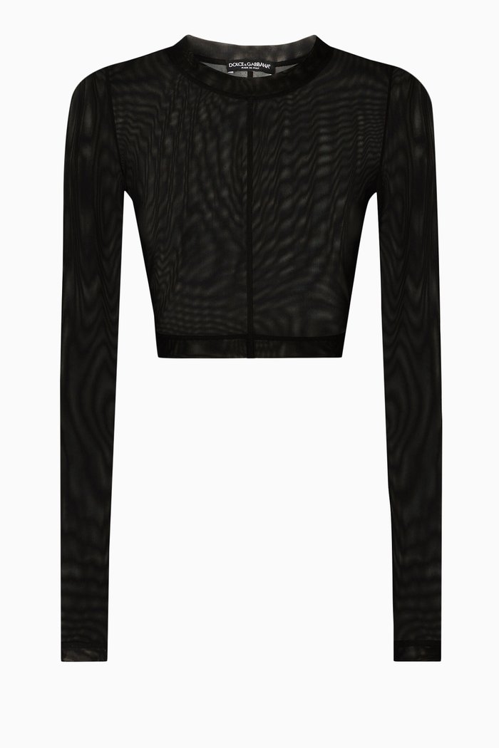 

Kim Crop Top in Tulle, Black