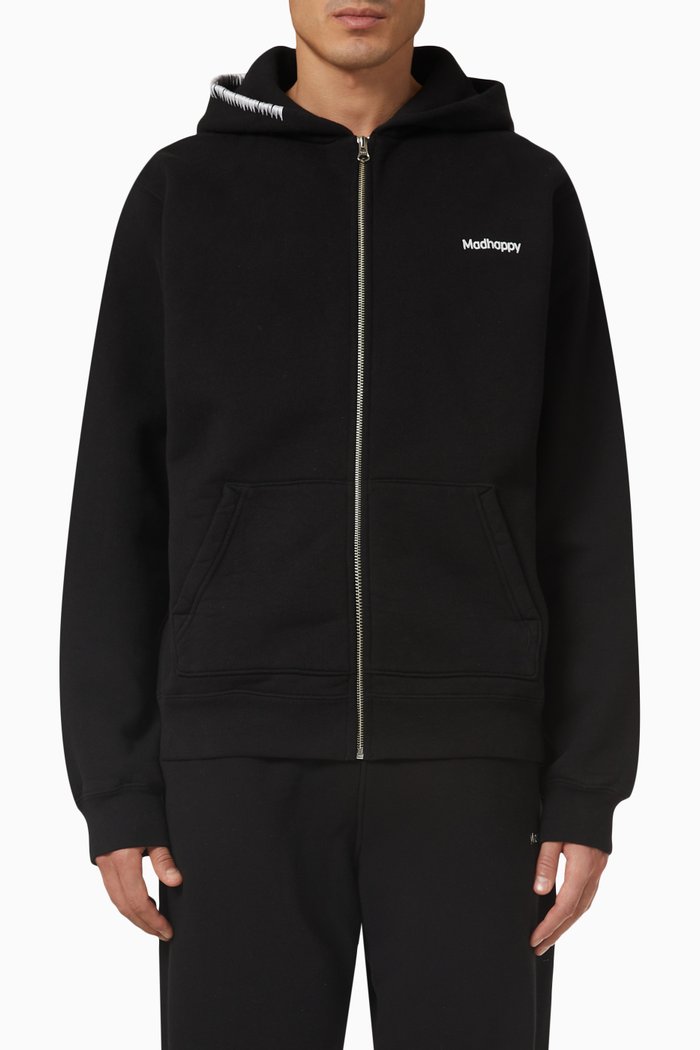 Classics Zip-up Hoodie in Cotton-fleece, Black
