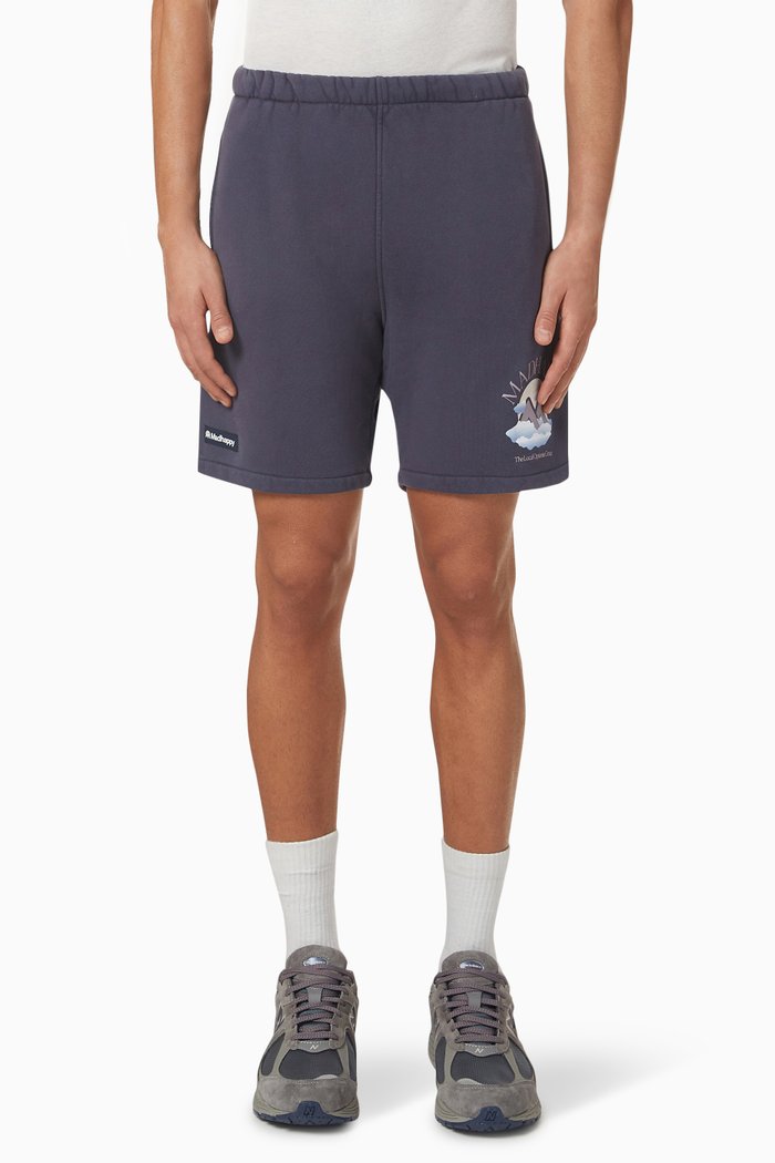 Outdoors Printed Shorts in Cotton-fleece, Blue