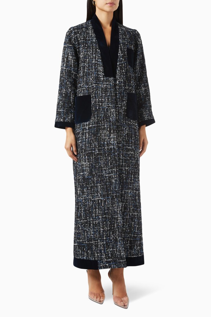 

Winter Patch Pocket Abaya in Metallic Tweed, Multicolour