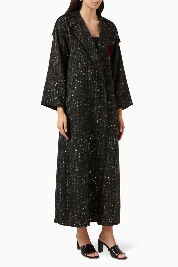 

Winter Patch-pocket Abaya in Metallic Tweed, Multicolour