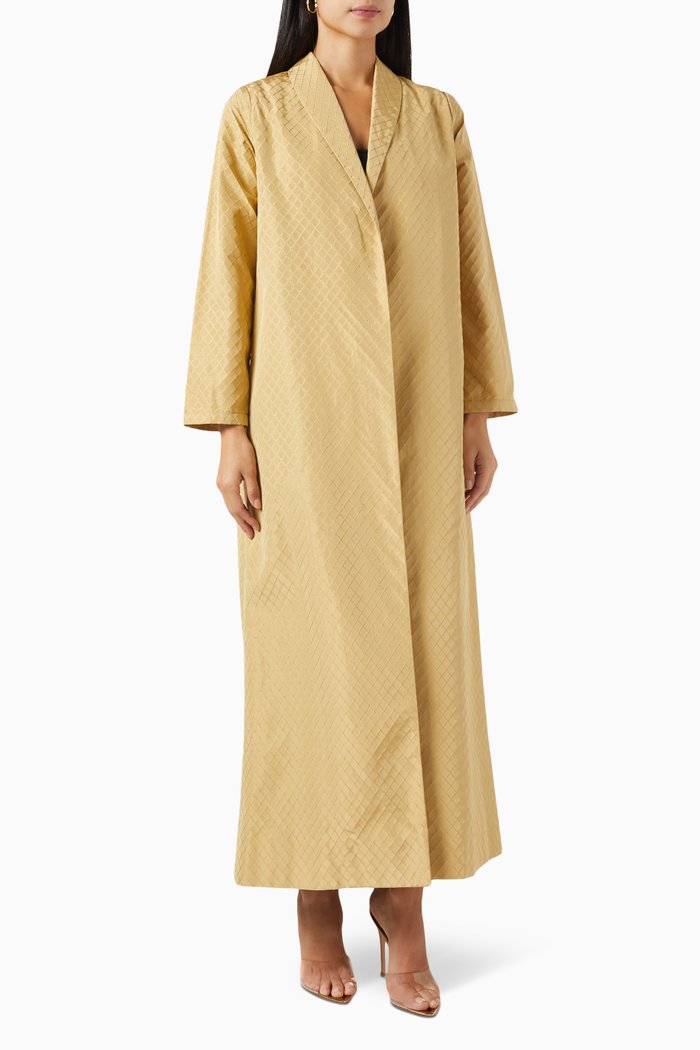 

Checked Abaya in Silk-jacquard, Gold