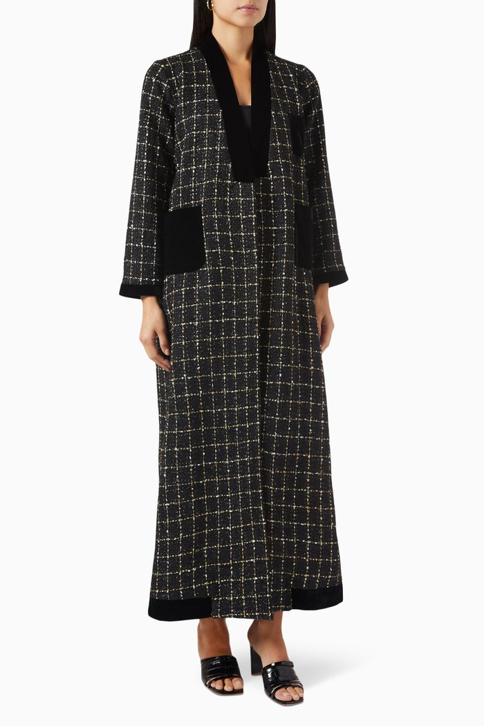 

Checkered Winter Abaya in Metallic Tweed, Multicolour