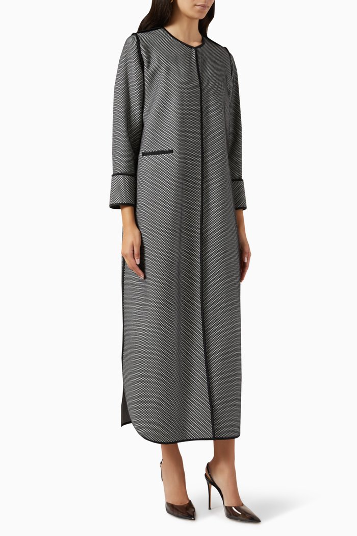 

Round-neck Textured Abaya, Black