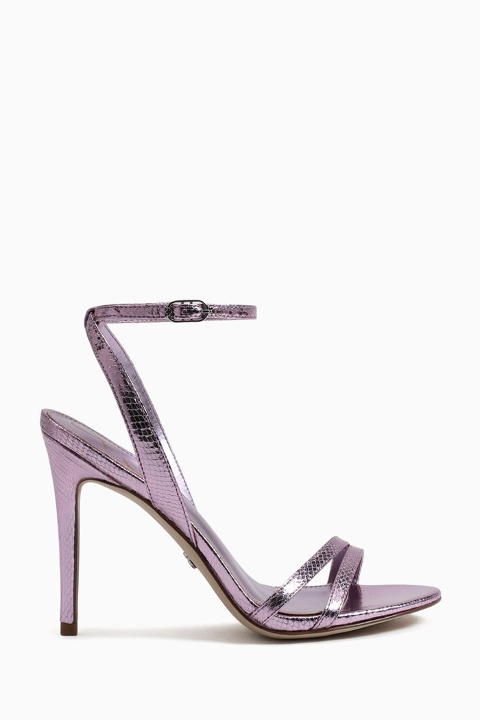 Gemmie 100 Sandals in Metallic Leather, Purple