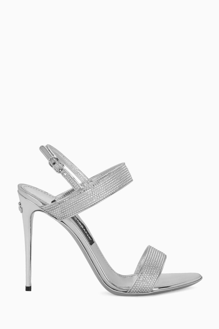 

Keira 105 Crystal DG Logo Sandals in Satin, Silver