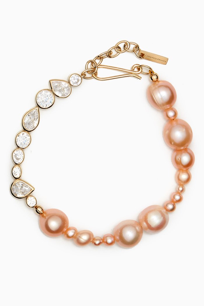 

Float Pearl & Crystal Bracelet in 14kt Gold Vermeil, Pink