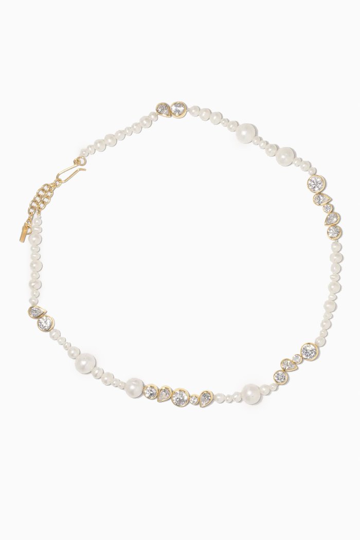 

Glitch Pearl & Crystal Necklace in 14kt Gold Vermeil, White