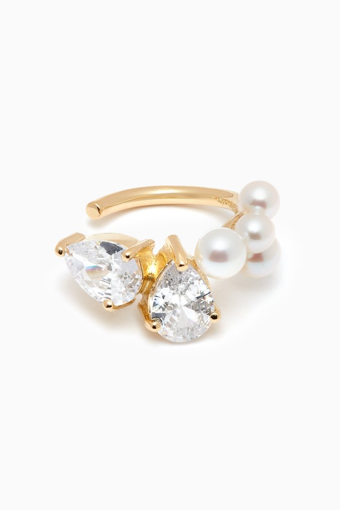 

Chasing Shadows Pearl & Crystal Ear Cuff in 14kt Gold Vermeil, Yellow